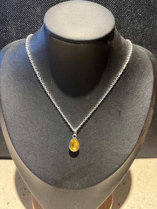 Jewelry - 2/$20 Sterling Silver Necklace with Yellow Teardrop Pendant